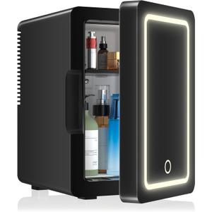 Mini Fridge 6L for Bedroom, Makeup Little Refrigerator with LED Light Portable Cosmetic Fridge for Dorm and Office, Desk Personal Cooler for Beauty Skincare Product and Food, Black