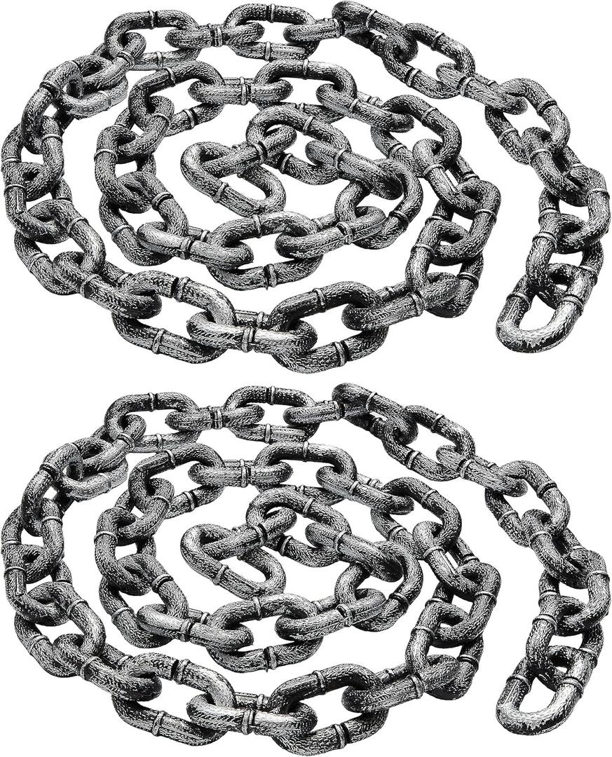 Spooktacular Creations 2 Packs Halloween Chains, 6 Feet Plastic Chains Props Fake Chain Link Prop for Costume Party Decoration, Dress-up Party, Halloween Cosplay Accessories