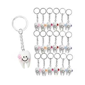 18 Pack Tooth-Shaped Resin Keychains, Dental Key Rings Handbag Pendants Gifts for Dentist, Dental Patients, Birthday Graduation Gifts for New Dentists, Basket Stuffers Party Favors