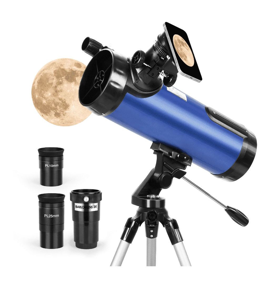 TELMU Reflector Telescope 114mm Aperture 500mm AZ, Adjustable(29.9-46.6in)
