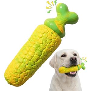 Dog Toys for Aggressive chewers,Squekay Rubber Corn,Indestructible Chew Toys for Medium Large Dogs,Durable Nylon Dog Bones,Milk Flavor