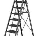 8 Step Ladder,Folding Step Stool with Tool Tray,Portable Sturdy Steel Ladder with Anti-Slip Pedal,Lightweight,Convenient Work Platform,Sturdy Carbon Steel Step Ladder for Adult,Garden,Garage