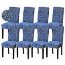 Sufdari Dining Chair Covers,Kitchen Chair Cover,Parsons Chair Slipcover,Spandex Chair Protectors for Dining Room Stretch Chairs Cover Set of 8 -Linen Blue