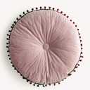 vctops Velvet Soft Round Chair Pads Cute Gradient Pom Pom Indoor Dining Chairs Cushion (Pink, Diameter 16")