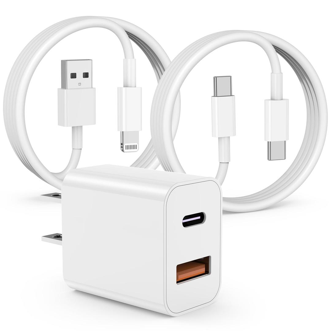 USB C Fast Charger for iPhone 15, 20W iPad Type C Rapid Charging Wall Charger Block for iPad Pro/Air/Mini, 6Ft Charing Cable Comptible with iPhone 15/14/13/12/11/X/XR/XS/8/7/6/5 Max Plus 1Pack White