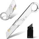 2 x Folding Pocket Knife with 10 replacement blades, EDC Utility Knife for Camping and work