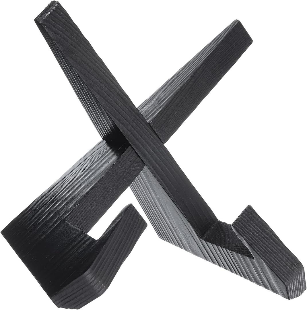 uxcell Wooden Plate Stands for Display, 6.5 Inch Decorative Picture Easel Frame Display Holder Stand for Platters Bowl Dish Pictures Book Tabletop Art Decor, Black