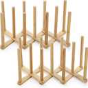 Lawei 2 Pack Bamboo Bottle Drying Rack, Retractable Bottle Cup Dish Drying Rack, Plastic Bag Dryer Rack and Portable Drainer Stand Holder for Water Bottles, Plate, Cup, Pot Lid, Cutting Board