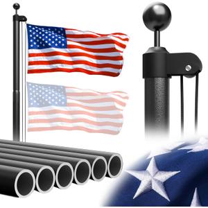 Heavy Duty Flag Pole 25 FT 12 Gauge Extra Thick Aluminum Flag Pole Holder for Outside House Outdoor Metal Flag Pole Kit