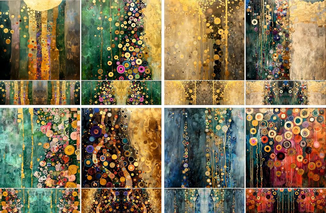 Klimt Abstract Decoupage Rice Papers, 8 x 11.5 inch (A4) - 4 Sheets | 16 Pieces | 8 Unique Designs | Versatile Designs for Art Projects & Crafting by Craft KREATIVELY