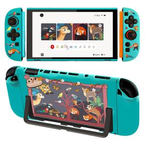 3 x Protective Case Set Compatible with switch 2, Cute Cartoon Anti-Scratch Shockproof Cover, Anti-Fingerprint,Cute Animal Kingdom Design (Green)