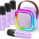 Mini Karaoke Machine for Kids, 2026 TOP Toys Birthday Gifts Ideas for Girls Ages 4, 5, 6, 7, 8, 9, 10, 12+ Years Old, Portable MP3 Player with 4 Wireless Mics for Family Home Party