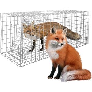 Large Live Animal Trap for Fox,42.5" X15 X17 Extra Large Animal Trap, Live Animal Traps cage for Raccoons Heavy Duty,Fox Traps for Trapping,Coyotes,Humane Catch and Release