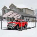 Carport, 12' x 20' Heavy Duty Carport with Updated Roof & Enhanced Base, All Weather Steel Car Port, Multi-Use Car Port Garage, Metal Carports for Car, Truck, Boat, Tractors, Party, Grey