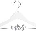 Pearhead Mrs. Wedding Dress Hanger, Wooden Bridal Gown Hanger with Cursive Wire Lettering, Wedding Photo Prop and Bridal Keepsake, White and Silver