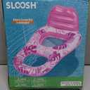 SLOOSH Inflatable Pool Floats Lounger Adult, Pool Float Lounge Raft Floaties Water Floating Recliner Chair with Cup Holders Foot Rest Swimming Floaty (Pink)