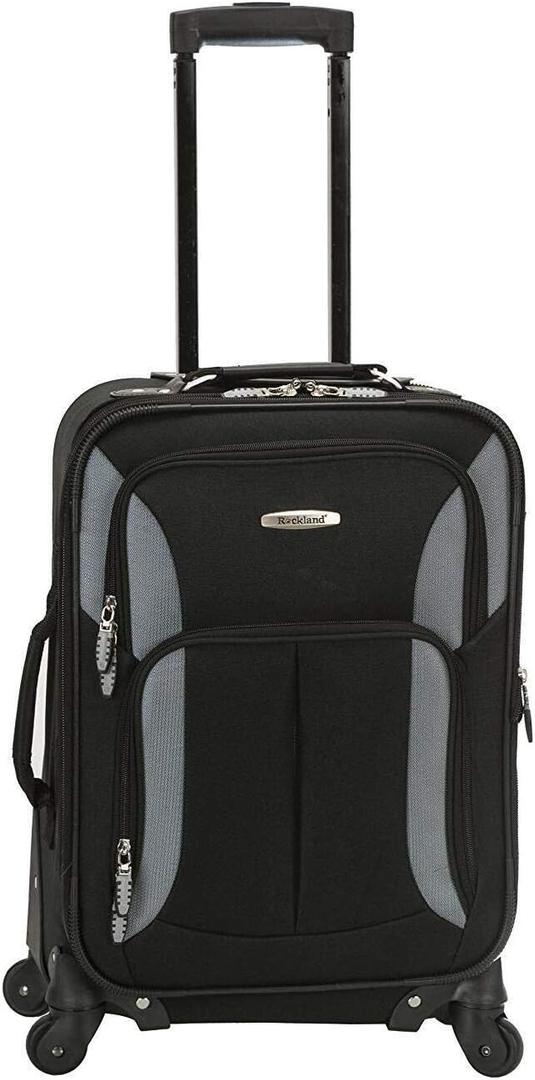 Rockland Pasadena Expandable Spinner Carry-on 19", Black Gray