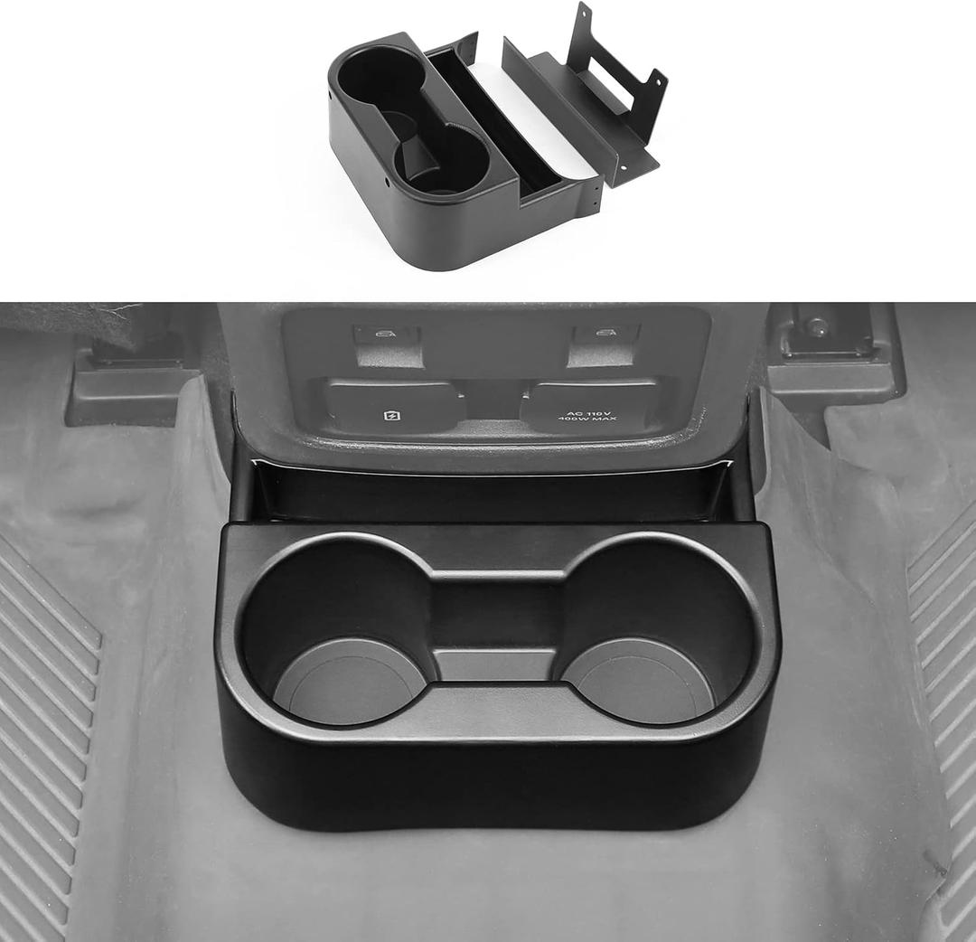 Jimen for Bronco Cup Holder, Rear Dual Cup Holder Back Seat Drink Holder Organizer Storage Tray Compatible with Ford Bronco 4 Door 2021-2023