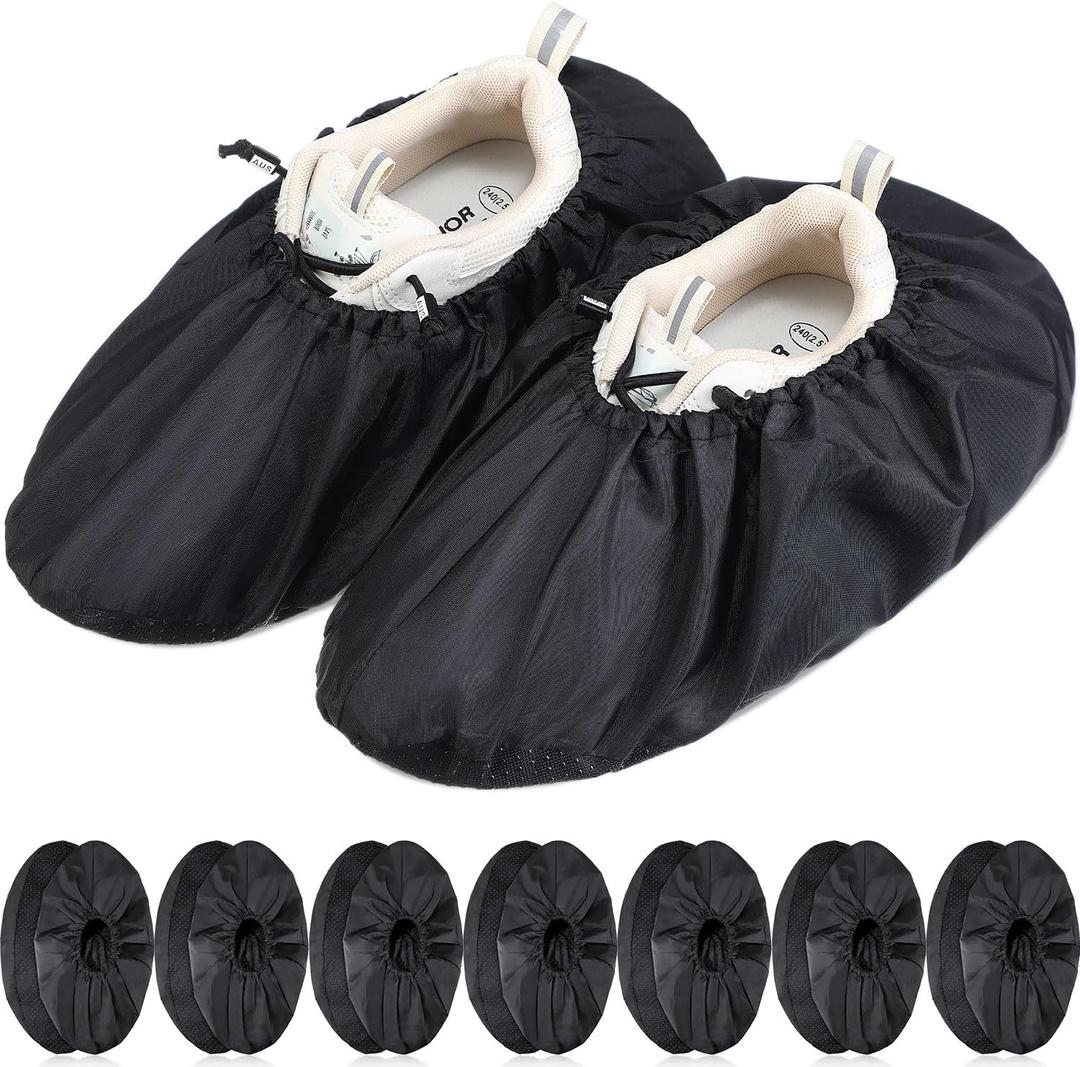 Frienda 8 Pairs Non Slip Reusable Shoe Covers Waterproof Boot Covers for Household Carpet Floor Protection Machine Washable (X-Large)