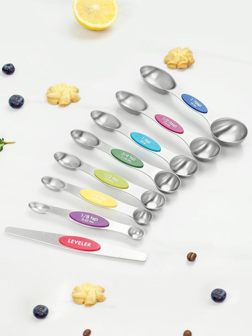 Measuring Spoons Set, Stainless Steel Measuring Spoons for Cooking and Baking, Multicolor, Set of 8