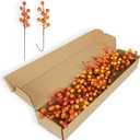 Artificial Berry Stems 32 Pack Fall Floral Picks and Sprays 6.5 Inch Small Orange Berry Branches for Autumn Thanksgiving Christmas Tree DIY Decorations