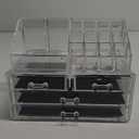 Masirs Clear Makeup Organizer  16-Compartment Cosmetic and Jewelry Holder, 4-Drawer Vanity Storage, Elegant Clear Design for Makeup and Accessories