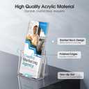 MaxGear 6 Pack Acrylic Brochure Holder, Trifold 4 inches Wide Plastic Literature Holder For Pamphlets, Flyers, Rack Cards, Wall Mount Clear Countertop Organizer Display Stand, Office or Home Use