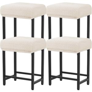 Levoberg Bar Stool Cover Rectangle Stretch Counter Height Barstool Slipcovers Rectangular Vanity Stool Cover Kitchen Counter Saddle Seat Cover for Wooden Metal Bench Set of 4 Beige