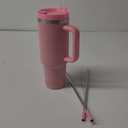 40 oz Tumbler with Handle and Straw, 2 in 1 Lid, Vacuum Insulated Stainless Steel Double Wall Water Bottle Travel Mug - Holiday Gifts for Women Men - Pink