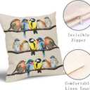 Oil Painted Bird Pillow Covers 16X16 Inch Rustic Birds Tree Branches Decorative Pillow Cases Wildlife Spring Summer Cotton Linen Throw Pillows Set of 2 Home Decor For Sofa Couch Bedroom Outdoor