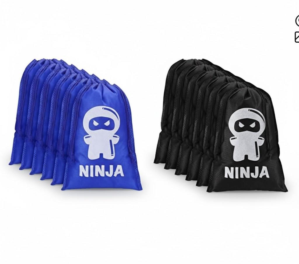 Kingdder Ninja Party Favor Bags Warrior Treat Goodie Candy Reusable Cloth Samurai Goodie Drawstring Bags Ninja Birthday Party Decorations Favors Supplies (6Pack) 2 Blue, 4 Black