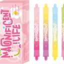 3 x Pastel Highlighters and Highlighter Set for School - 8 Assorted Colors, Dual Tip 4-Pack with No-Bleed Quick Dry Ink, Chisel & Bullet Tips (Dopamine)