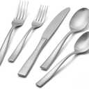 KINGSTONE 30-Piece Silverware Set for 6, Matte Stainless Steel Flatware Set with Forks, Knives, Spoons, Dishwasher Safe, Rust Resistant Cutlery for Home & Wedding