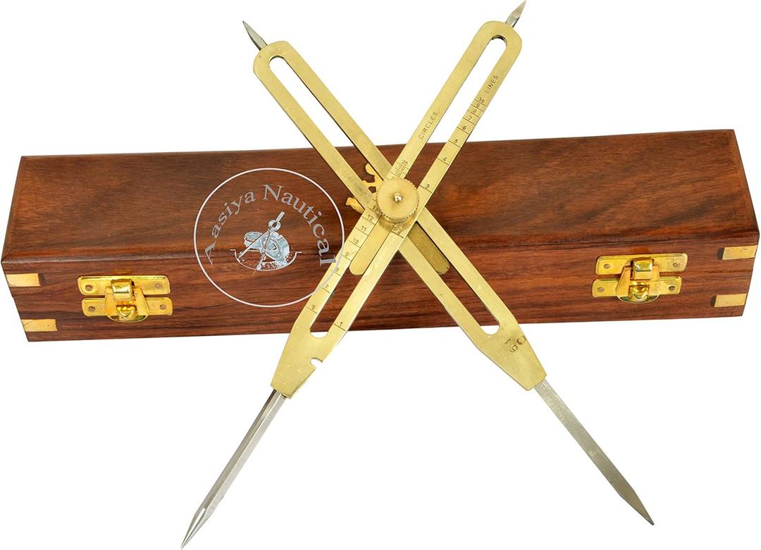 Artist Proportional Scale Divider Drawing Tool Professional 9 Long Solid Brass with Heavy Duty Steel Point with with Wooden Box an