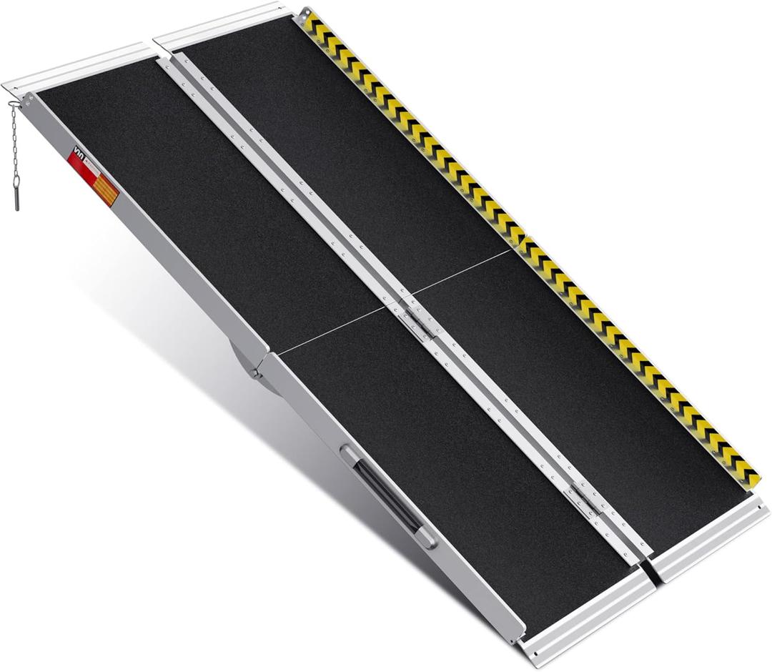 VNN Portable Wheelchair Ramp 5FT, Non-Slip Aluminum Folding Handicap Ramp, Door Threshold Wheelchair Ramps for Home, Wheel Chair Ramp for Home Steps (5FT (Usable height 5-15 inch))