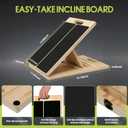 Portable Slant Board for Calf Stretching, 350 Lbs Weight Capacity, Adjustable Wooden Incline Board for Calf Stretcher, Physical Therapy Equipment for Leg, Knees, Heel, Ankle (Black)