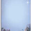 100 PCS Nativity Scene Letterhead Birth of Jesus Christmas Border Computer Paper Santa Stationery paper for Note Letters to Santa Holiday Printer Paper Invitations Office School 8.5 x 11 In