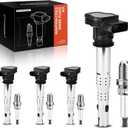 A-Premium Set of 4 Ignition Coil Pack and Iridium Spark Plugs Compatible with Audi A3 2004-2013, A4 2005-2016 & Volkswagen Jetta 2005-2015, Tiguan 2009-2017 & More, 2.0L 2.5L