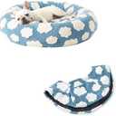 Lesure Donut Small Dog Bed with Replacement Cover 23*23*8 Inch, Blue