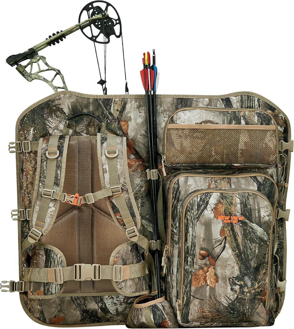 NEW VIEW Bow Hunting Backpack with Bow Holder, Camo Hunting Backpacks for Men, Large Saddle Hunting Pack for Compound Bow, Bow Hunting Accessories Gear