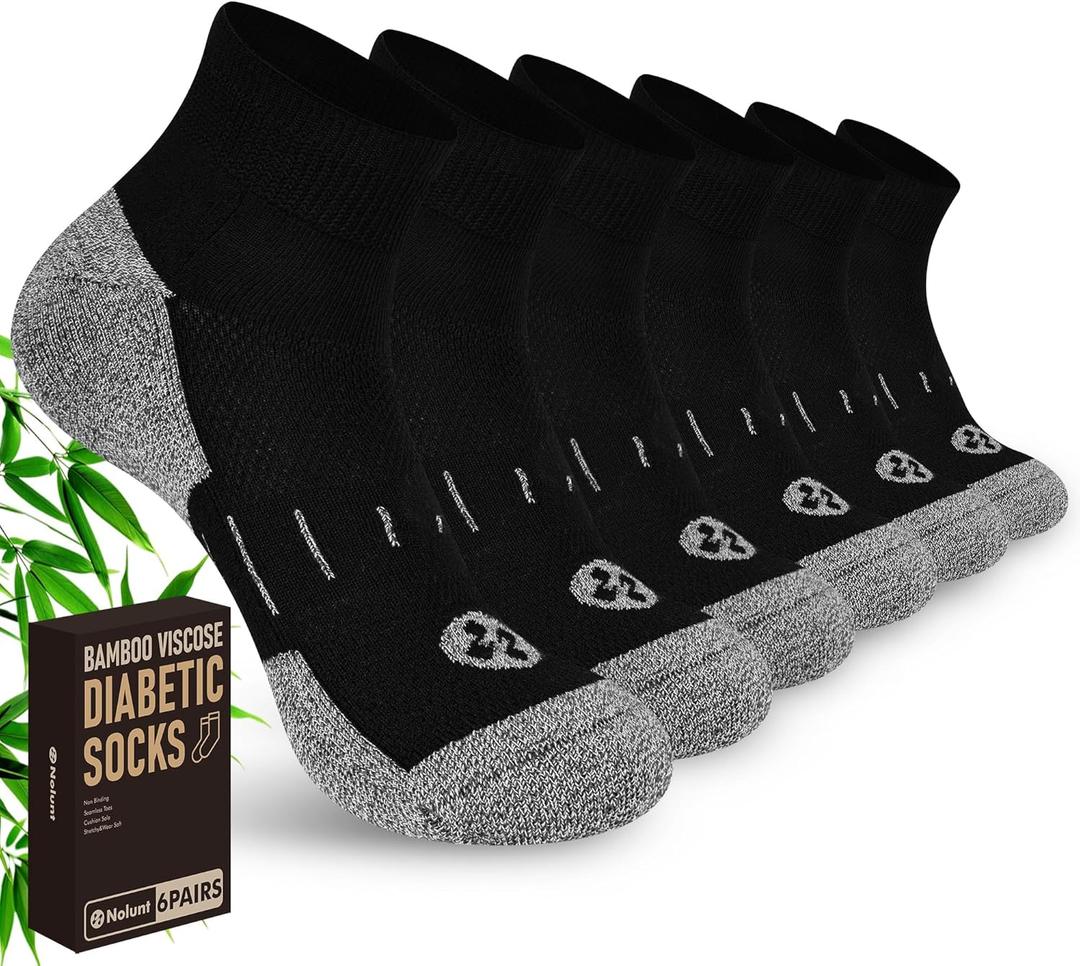 Diabetic Socks for Men,6 Pairs Ankle Mens Diabetic Socks,Diabetic Neuropathy Socks for Men Size 9-12/10-13/13-15.
