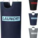 ZERO JET LAG 82L Large Laundry Basket Collapsible Fabric Hamper Tall Foldable Laundry Bag Handles Waterproof Washing Bin Clothes Travel Bathroom College Essentials Storage (Dark & Light Blue, L)