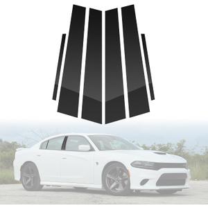 BASIKER Door Pillar Trim Fit for Dodge Charger 2011 to 2021 Pillar Post Kit, Door Window B Pillar Glossy Black Cover, Window Molding Trim Strong Toughness PC Material