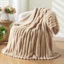 NEWCOSPLAY Super Soft Twin Blanket Brown Premium Silky Flannel Fleece 3D Ribbed Jacquard Lightweight Bed Blanket All Season Use Brown Ribbed, Twin(60"x80")