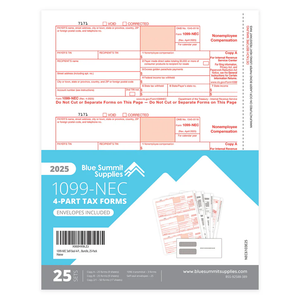 1099 NEC Tax Forms 2025 with Envelopes, 4 Part 15 Pack Tax Forms Kit and 15 Self-Seal Envelopes –Great for QuickBooks and Accounting Software, Value Pack for Business - Made in The USA - 15-Pack