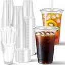Charmount 100 Sets- 20 oz Clear Plastic Cups with Lids and Straws, Disposable To Go Cups for Cold Drinks, Iced Coffee, Milkshakes, Smoothies