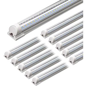 Barrina LED Shop Light, 4FT 40W 5500LM 5000K Daylight White, V Shape, Clear Cover, Linkable with Plug, T8 LED Tube Lights, ETL Listed, 9 Packs