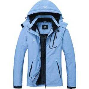 MOERDENG Women's Waterproof Ski Jacket Warm Winter Coat Outdoor Windbreaker Hiking Snowboarding Jacket (Medium, Denim Blue)