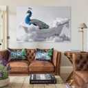 PailailaiNest Funny Animal in Bathtub Peacock Wall Art Bird Peacock Painting Poster Picture Wall Decor for Bedroom Office Living Room Home Decor for Women Unframed 12x18inch(30x45cm)