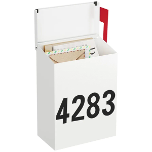 LAND·VOI Wall Mounted Mailbox with One Flag Kit and Three Sets of 0-9 Mailbox Number Decals, Outdoor Mailboxes, Rustproof Galvanized Metal Mailbox, 7.1 x 3.9 x 10.24